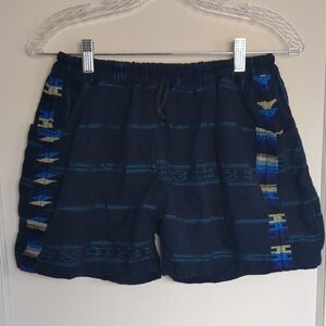 Handmade Navy "Tipico" Guatemalan Patterned Shorts